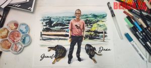 Dibujo Retrato Acuarelas Perros 300x100000